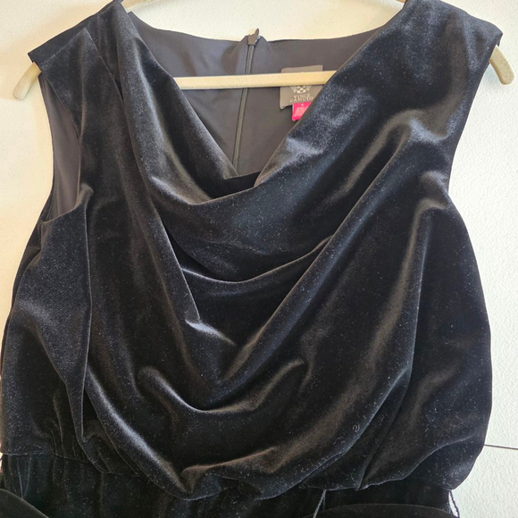 Vince Camuto Velvet Draped Neck Jumpsuit Wide Leg Full Length Black - Picture 12 of 13